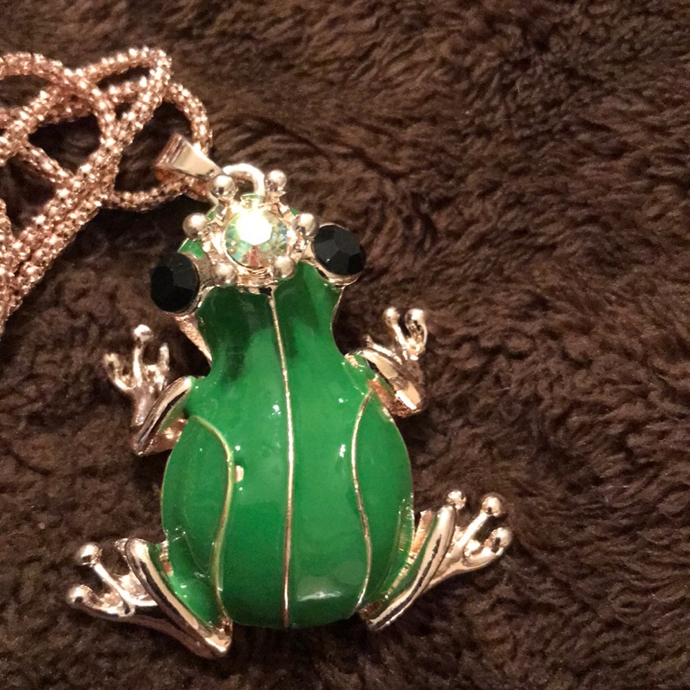 3/$66 Green frog 🐸 prince necklace